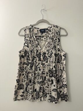 Anthropologie Black Floral V-Neck Sleeveless Camisole on Cream